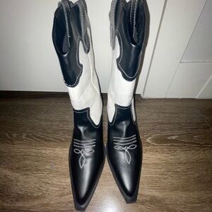 Primark Black and White Heeled Boots